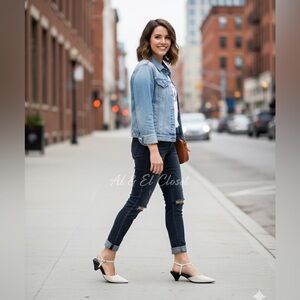 Worthington Rocky Cream Slingback Kitten Heels Vegan Women’s Shoes Sz 6 M NWT